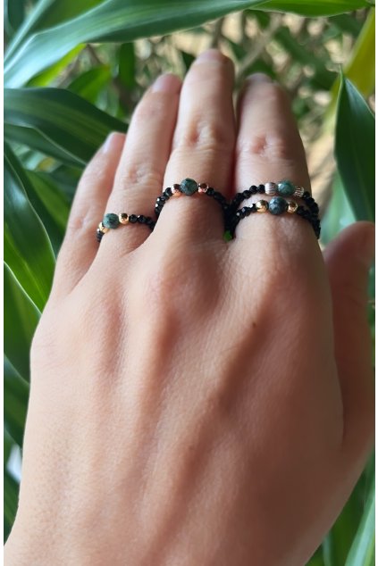 Dámský prstýnek z minerálů - Spinel 2,3 Smaragd 4 mm