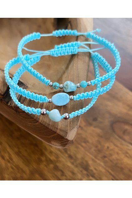 Dámský náramek z minerálů - Larimar, Shamballa náramek