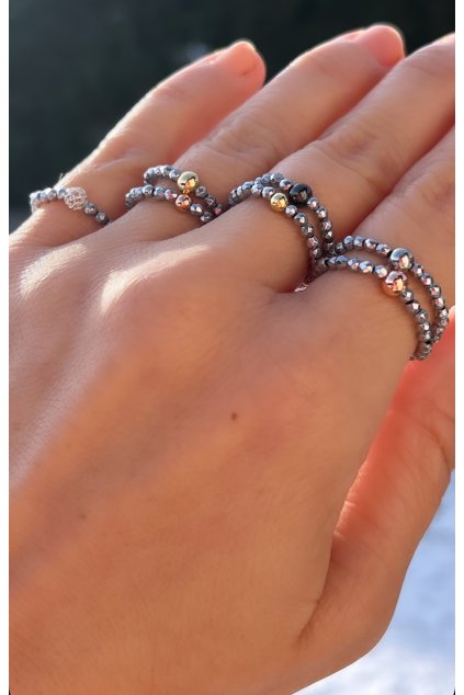 Dámský prstýnek z minerálů -  Hematit, 2 mm