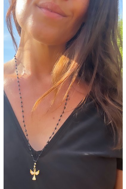 Dámský náhrdelník z minerálů - Spinel, Anděl se zirkony