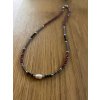 Dámský náhrdelník z minerálů - Granát 3 mm, Spinel3 mm, Hematit 2 mm, Říční perla 5-6 mm (obrázek číslo 2.)