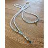 Dámský náhrdelník z minerálů - Topaz, Křišťál 3 mm, Měsíční kámen 4 mm, Modrý zirkon/ kratší