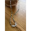 Dámský náhrdelník z minerálů - Hematit 4 a 2 mm, Křišťál 3 mm, Africký Tyrkys 3 mm,  Anděla se zirkony