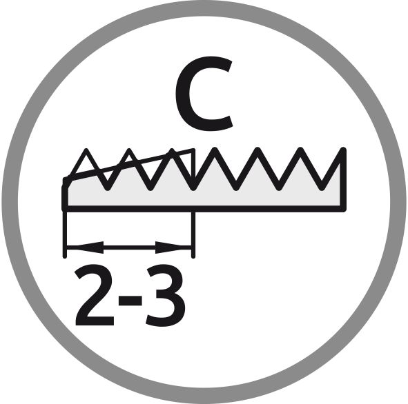 Chamfer C: Length 2-3 pitch