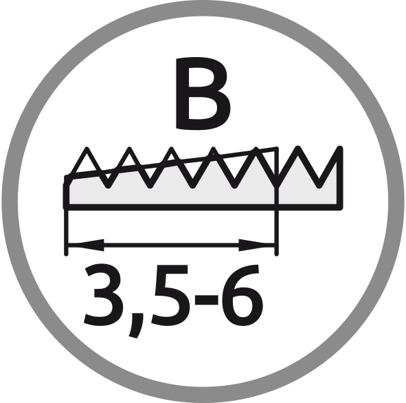 Chamfer B: Length 3,5-6 pitch