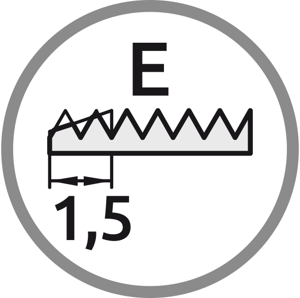 Chamfer E: Length 1,5 pitch