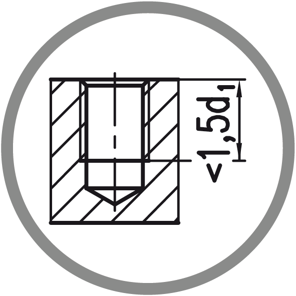 Hole type: Blind hole (thread length < 1,5 d1)