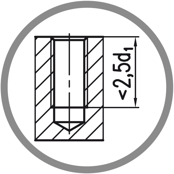 Hole type: Blind hole (thread length < 2,5 d1)