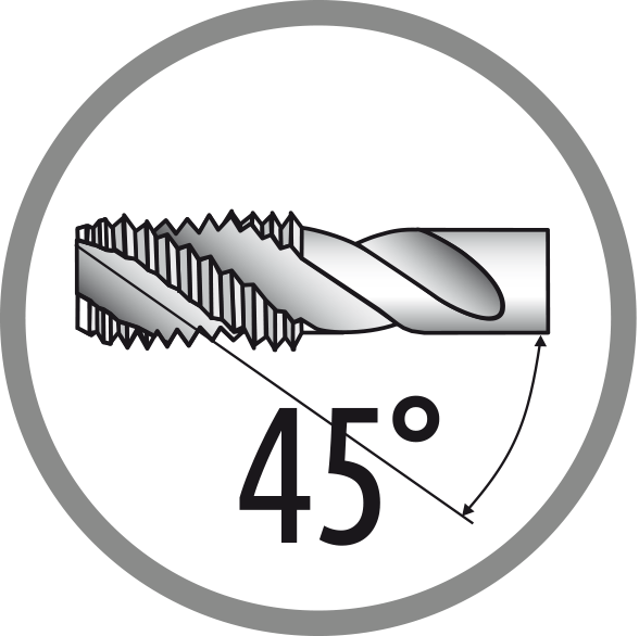 Spiral flute angle: 45°