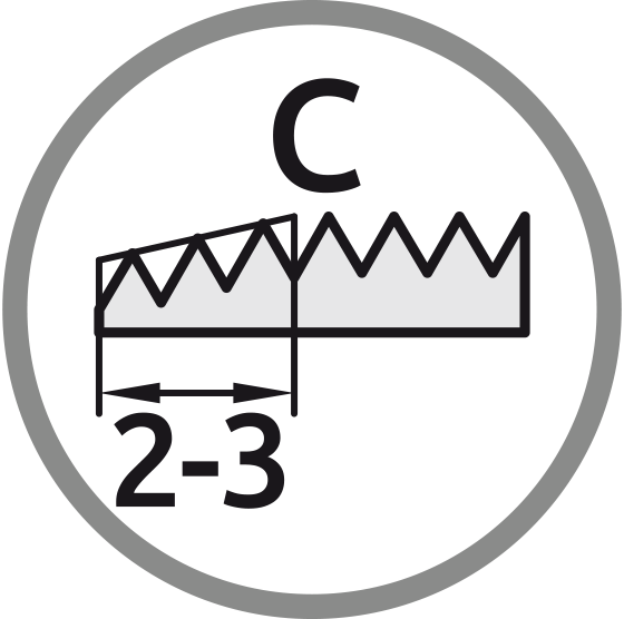 Lead Taper C: Length 2-3 pitch