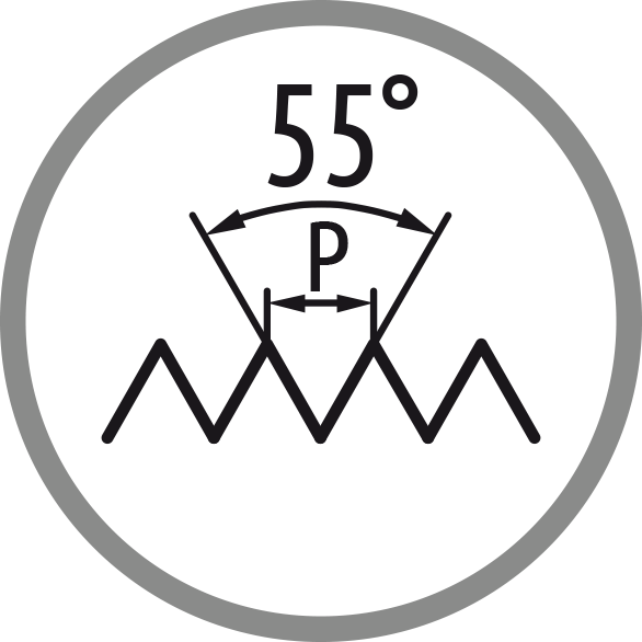 Schema profilu závitu: 55°