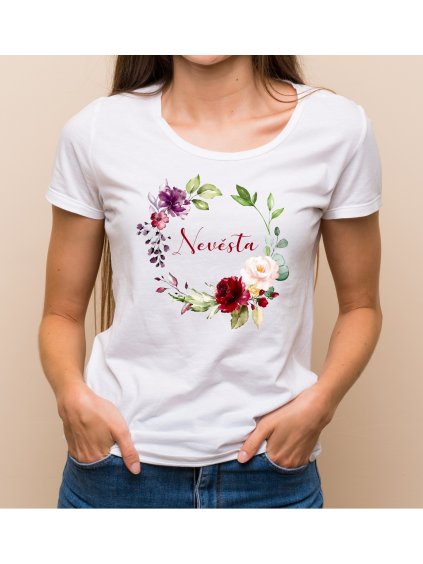 Květinové tričko růže - Nevěsta
