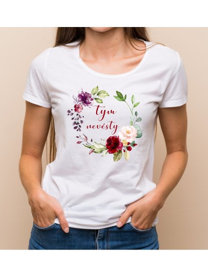 Květinové tričko růže - Tým nevěsty
