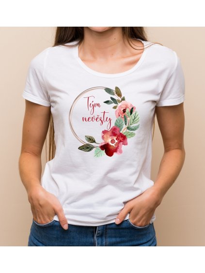 Květinové tričko akvarelový věneček - Tým nevěsty
