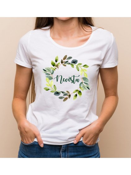 Květinové tričko zelený věneček - Nevěsta