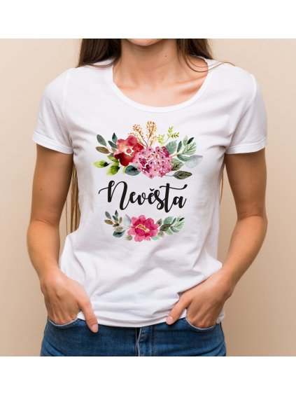 Květinové tričko barevné květy - Nevěsta