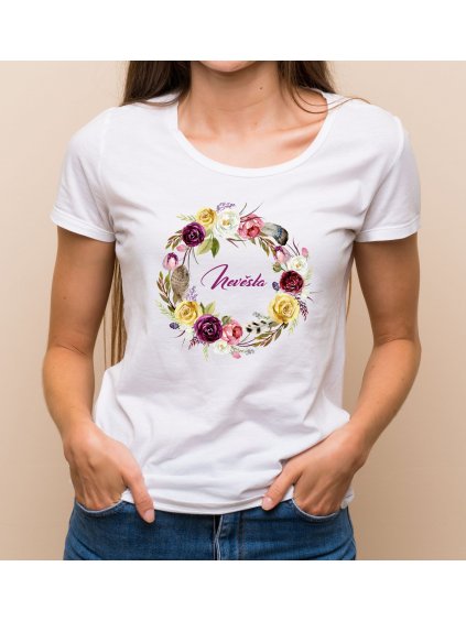 Květinové tričko boho věneček - Nevěsta