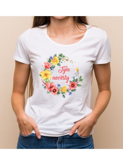 Květinové tričko vlčí máky - Tým nevěsty