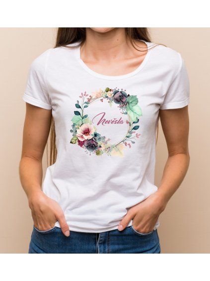 Květinové tričko bohatý věneček - Nevěsta
