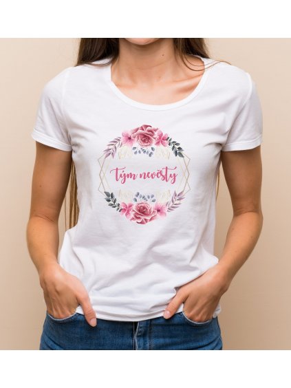 Květinové tričko růžový věneček - Tým nevěsty
