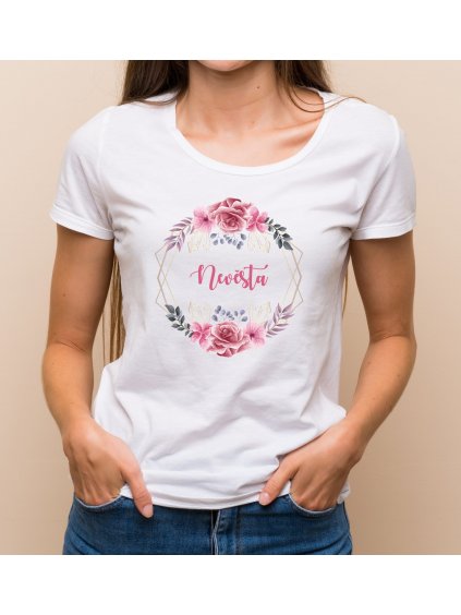 Květinové tričko růžový věneček - Nevěsta