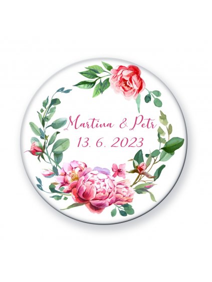 Placka se jmény - pivoňky - set 10 ks
