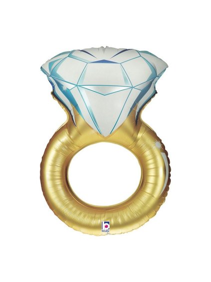 Balonek zásnubní prsten zlatý – dekorace na rozlučku i svatbu