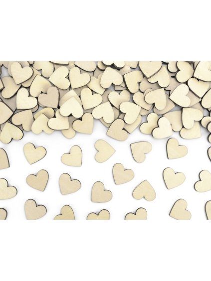 Dřevěné konfety srdíčka – dekorace na rozlučku i svatbu