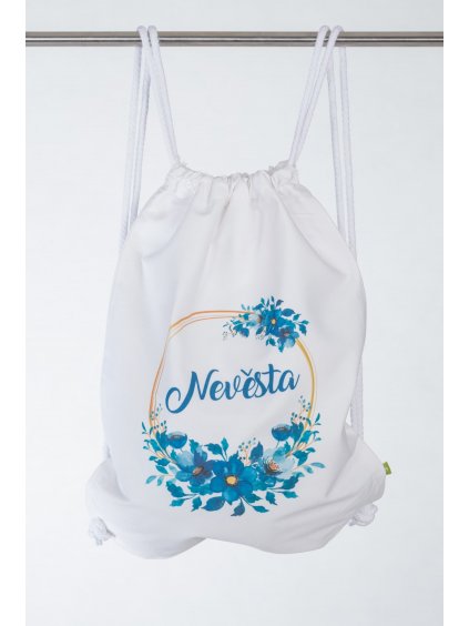 Bílý vak Nevěsta - modré květy
