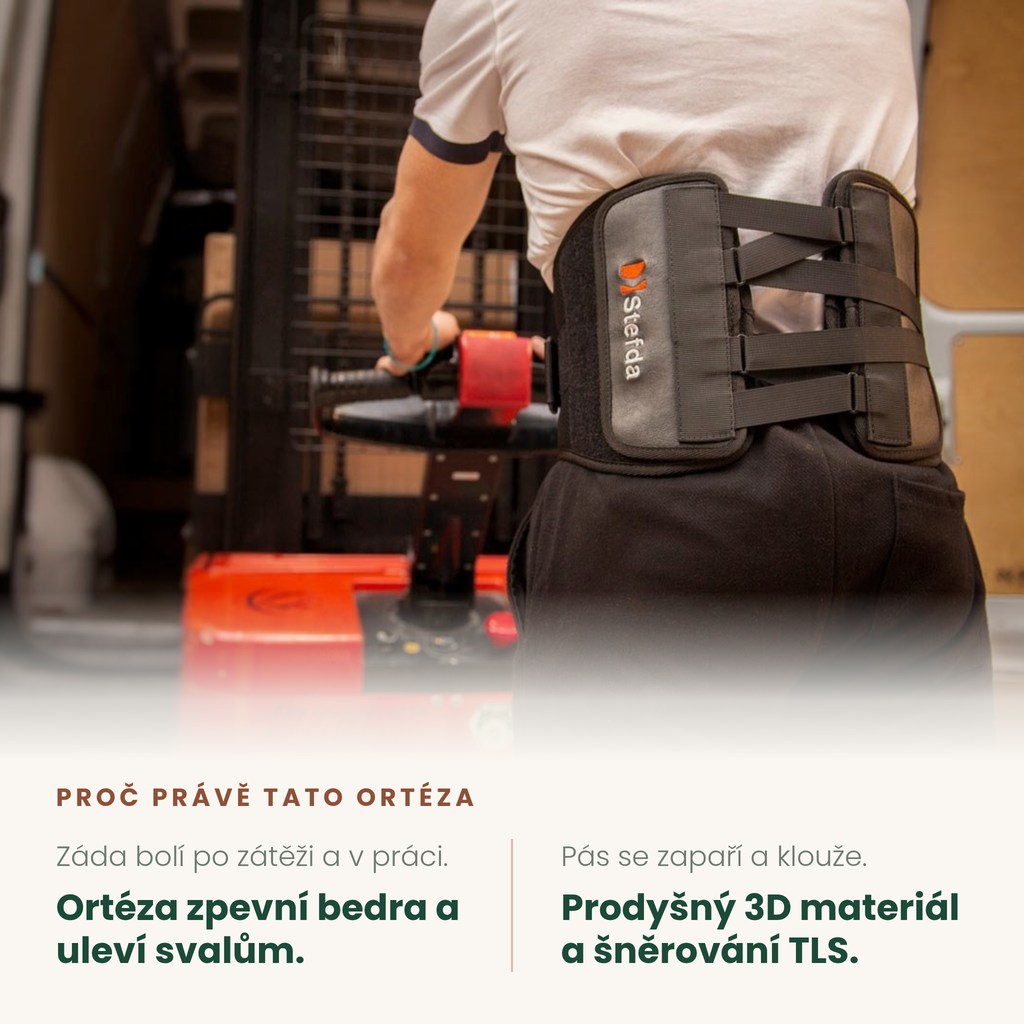 Bederní ortéza pro sportovce REH4MAT AS-LK-02 při zátěži v práci – zpevní bedra a uleví svalům