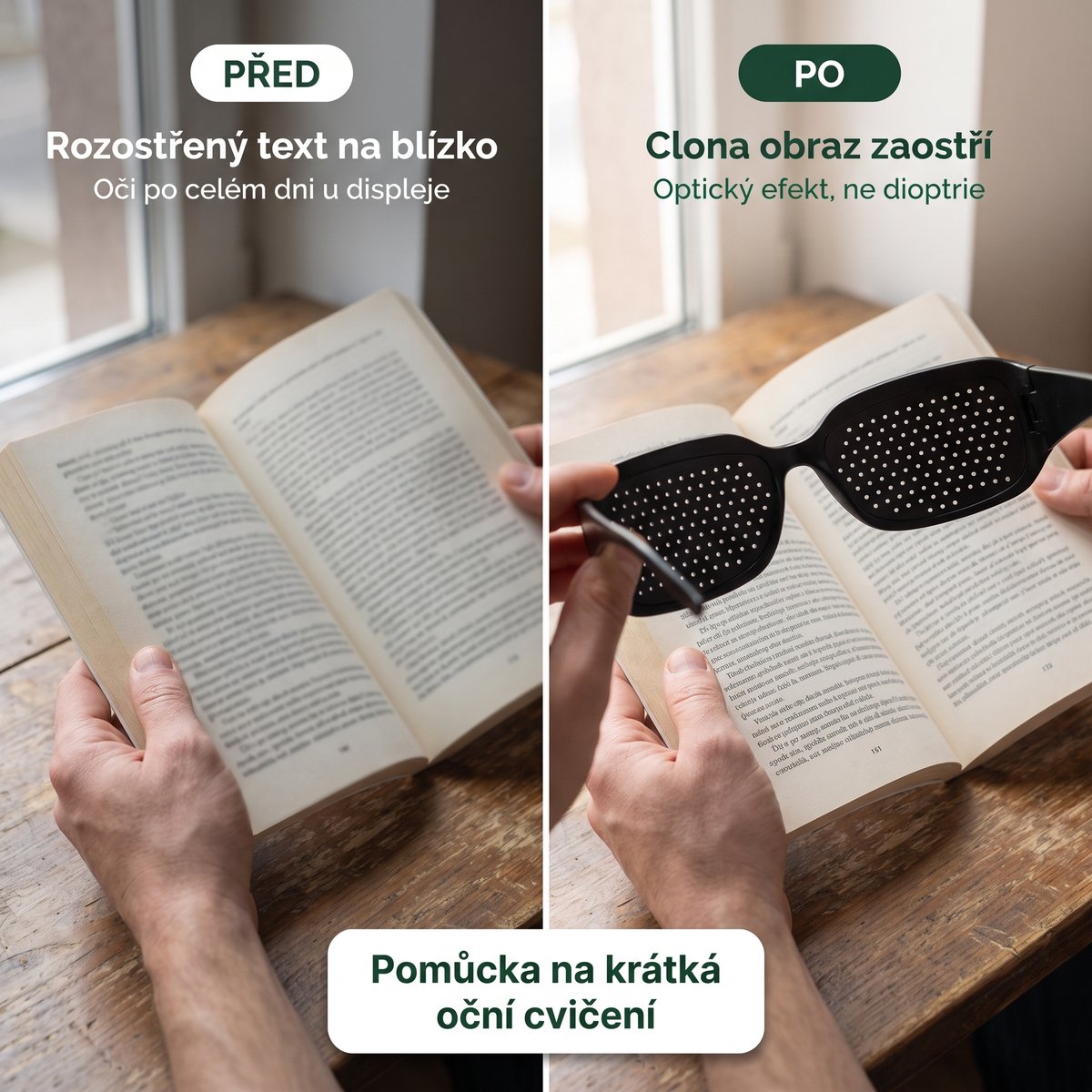 Černé děrované brýle s mřížkou otvorů a ochranné pouzdro