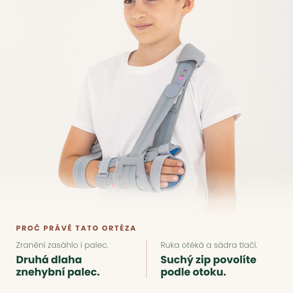 Dětská ortéza předloktí s palcem REH4MAT AM-OSN-L-02 – znehybní zápěstí i palec