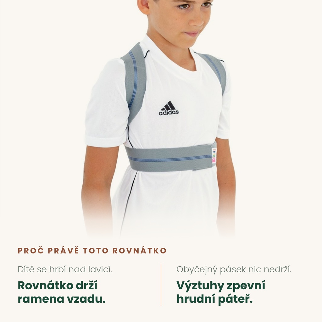 Dětské rovnátko na záda REH4MAT AM-PES-01 – drží ramena vzadu, výztuhy zpevní hrudní páteř