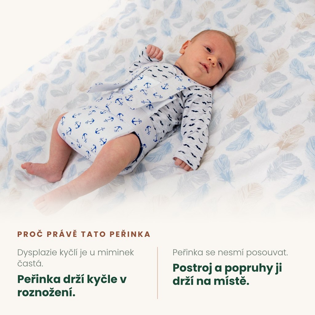 Frejkova peřinka REH4MAT AM-SB-07 – drží kyčle miminka v roznožení