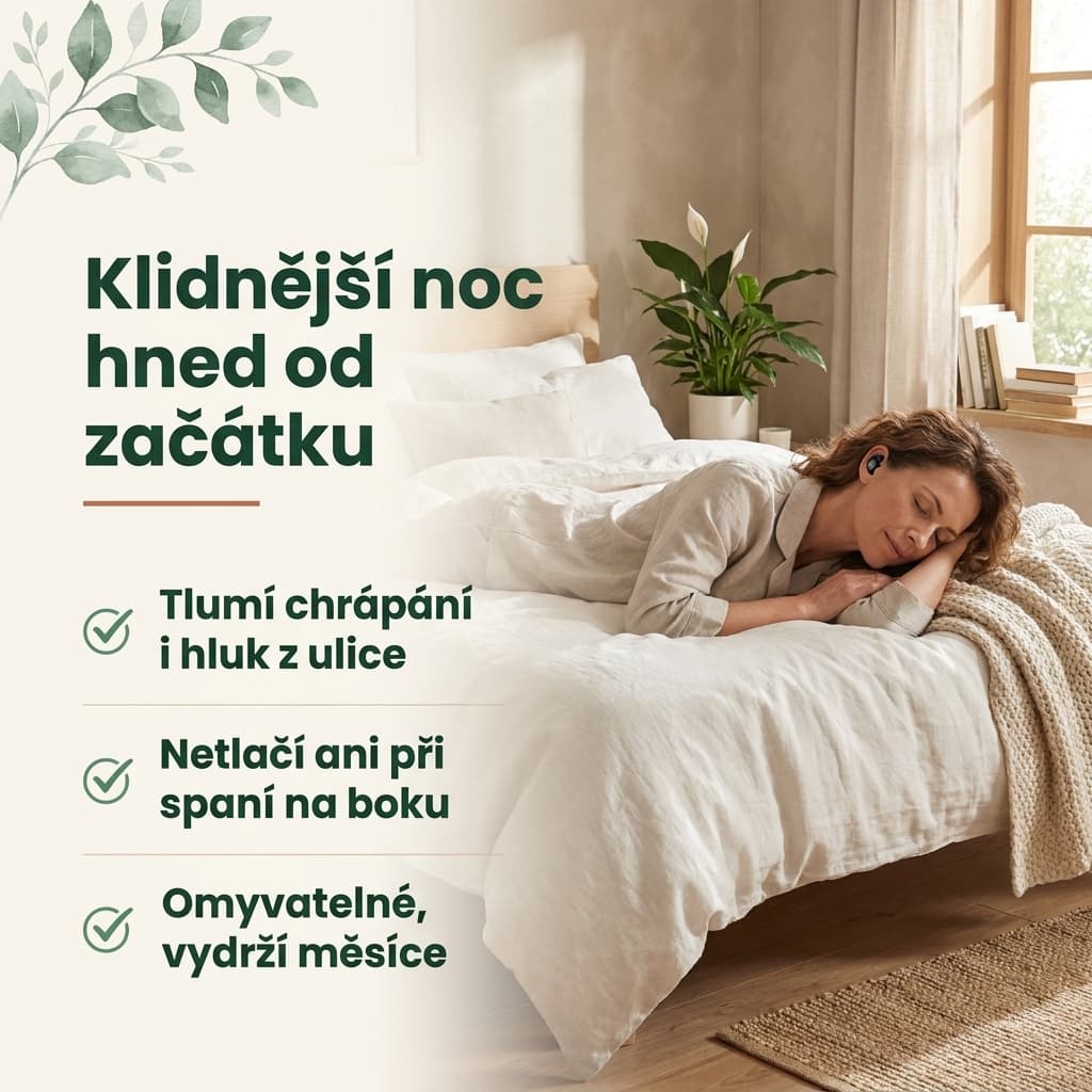 Špunty do uší na spaní tlumí chrápání i hluk z ulice a netlačí na boku