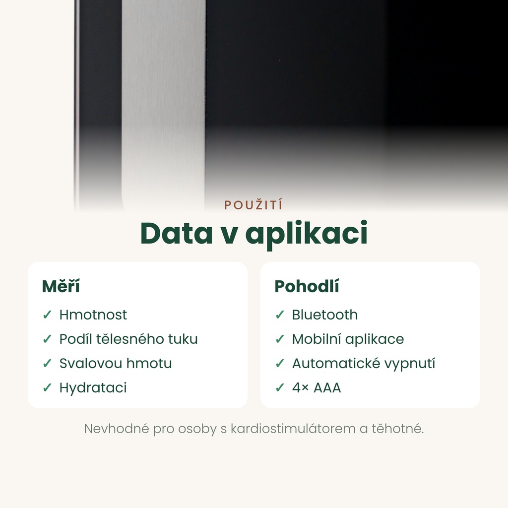 Osobní váha Oromed ORO Bluetooth Smart Black – data přehledně v aplikaci