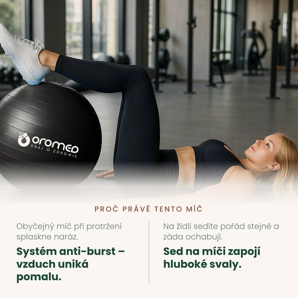 Gymnastický míč Oromed 85 cm – odolný systém anti-burst