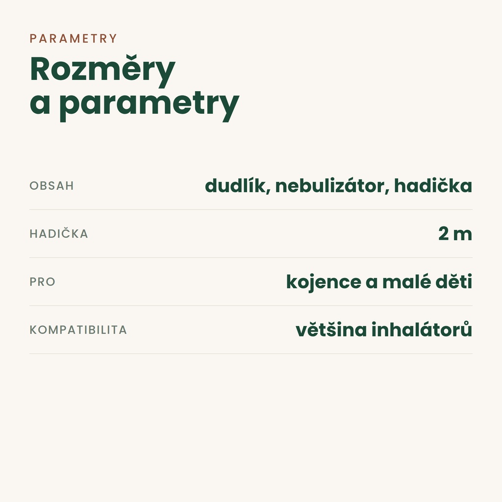 Inhalační dudlík Oromed – parametry