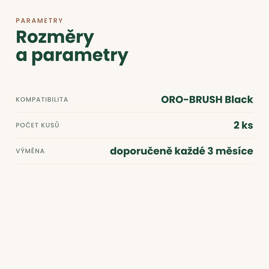 Náhradní hlavice Oromed ORO-BRUSH – parametry