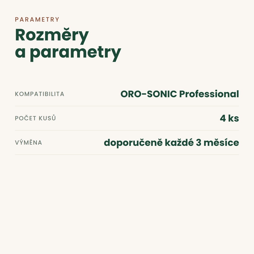 Náhradní hlavice Oromed ORO-SONIC Professional – parametry