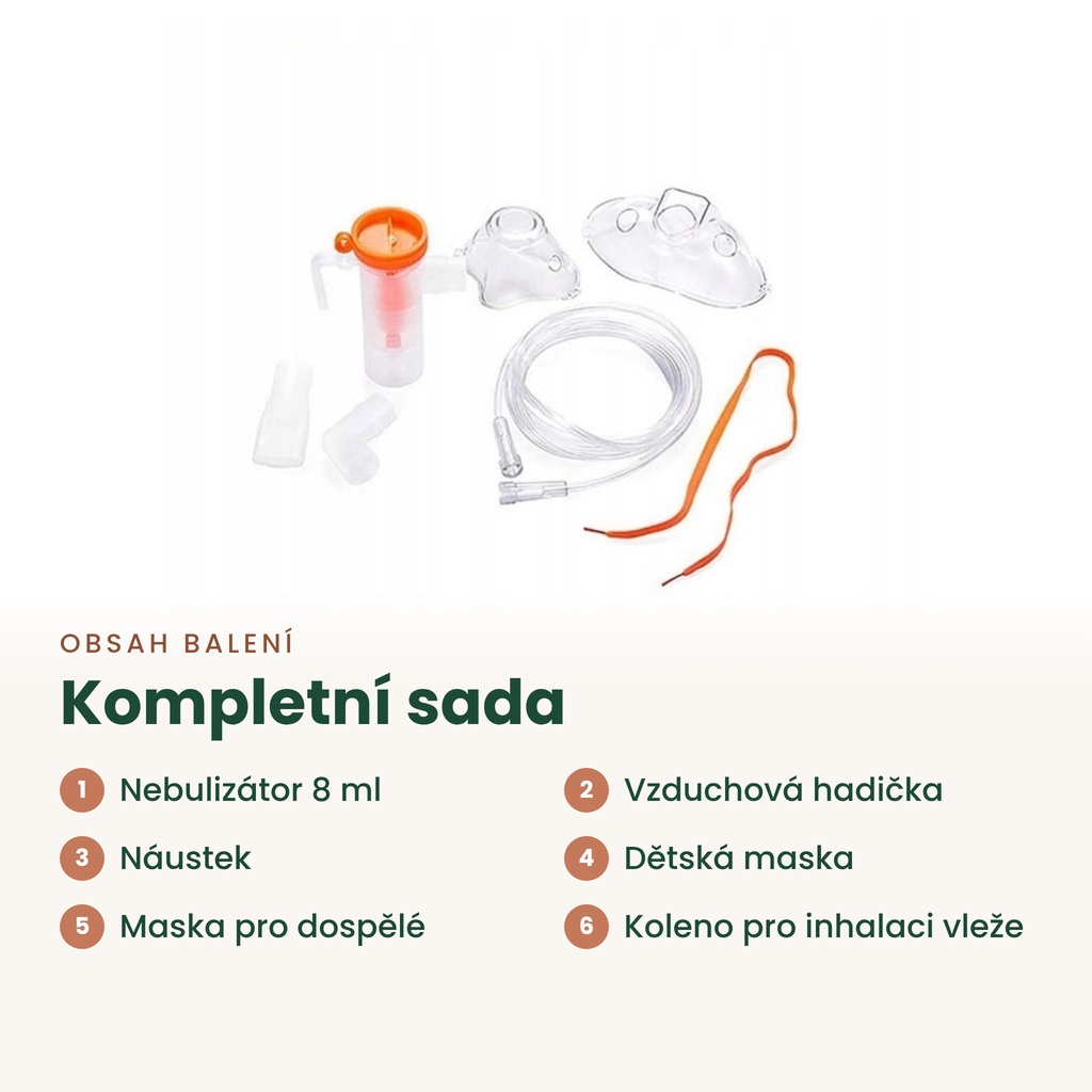 Sada příslušenství k inhalátoru – obsah balení