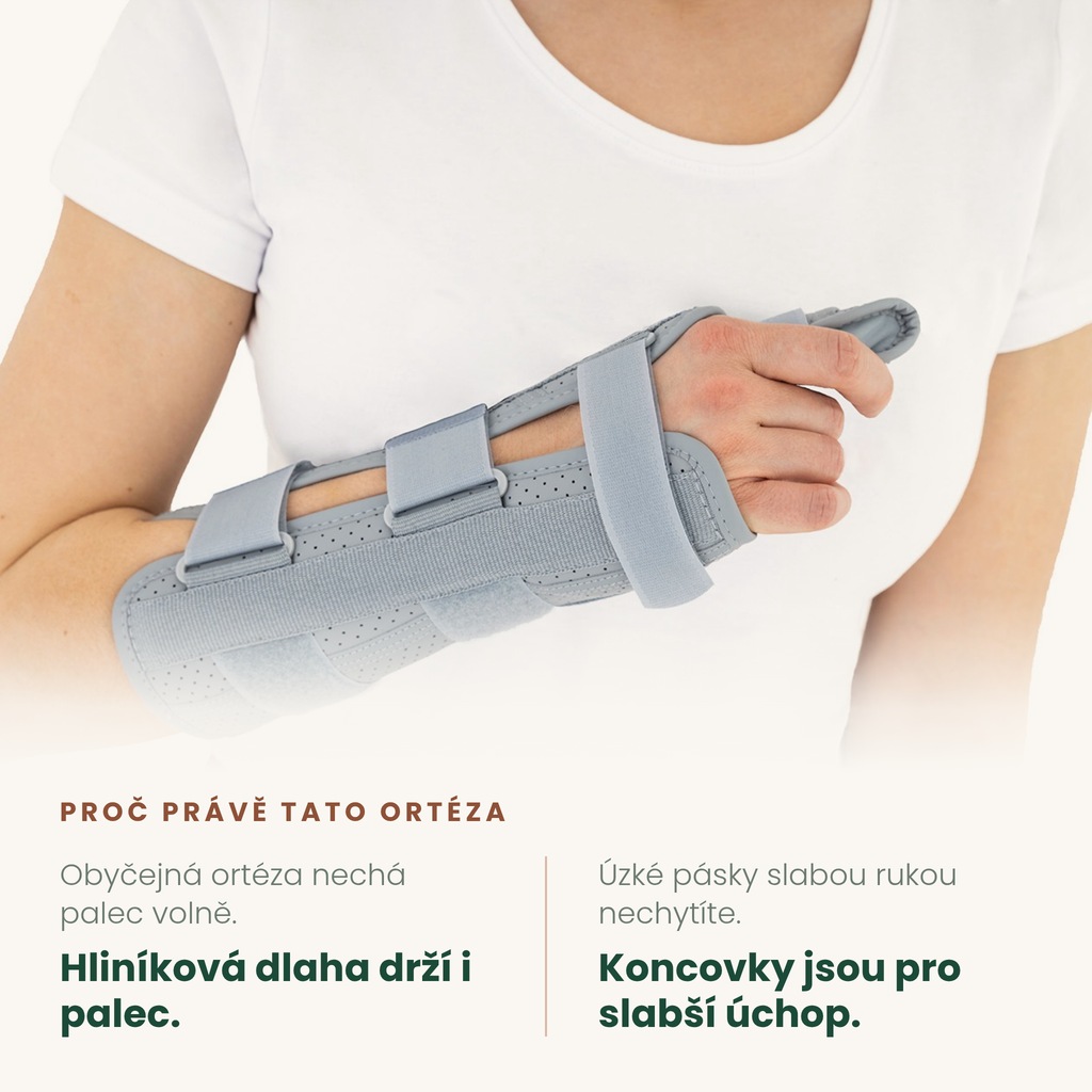 Ortéza zápěstí s palcem REH4MAT – hliníková dlaha na palec