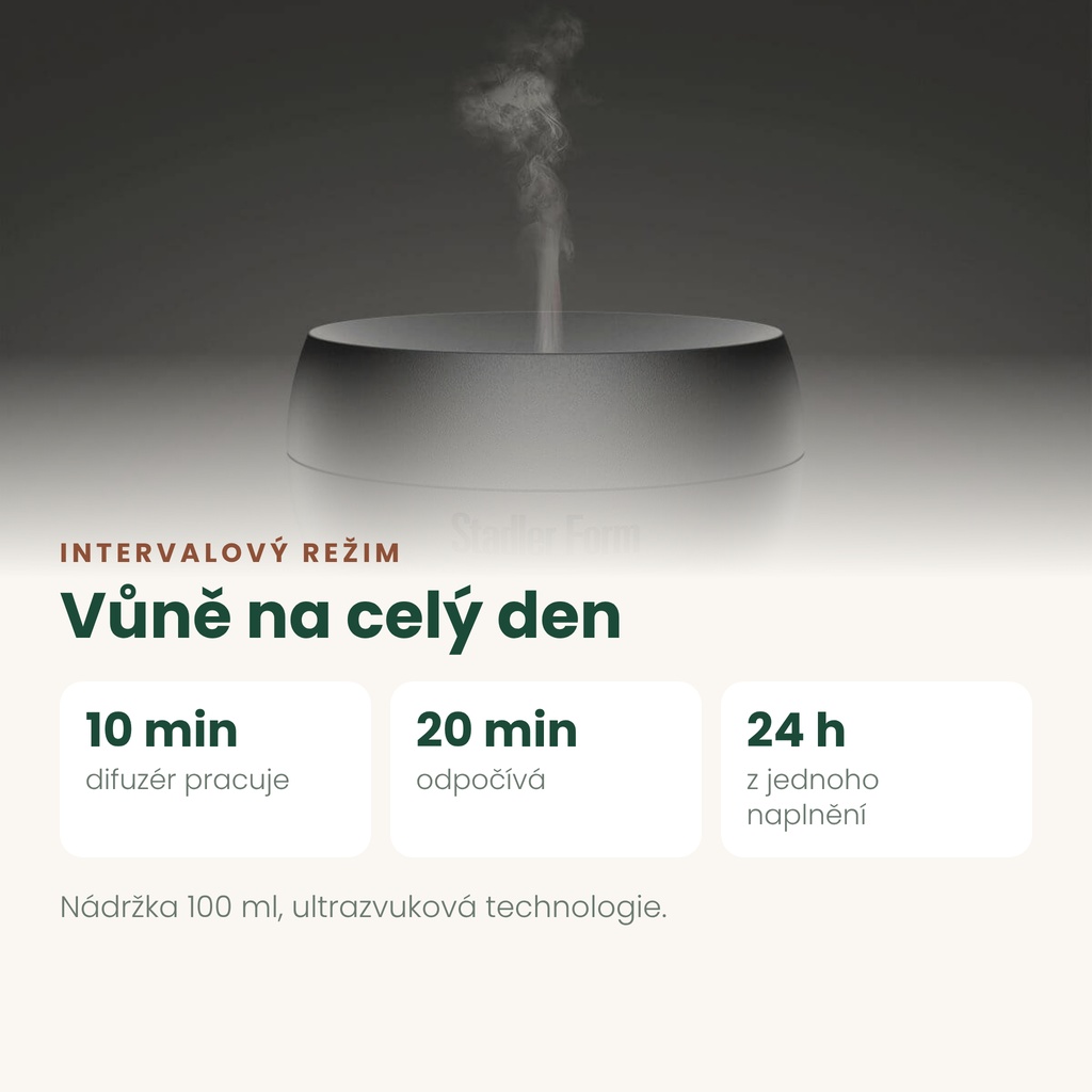 Aroma difuzér Jasmine Mobile Black – intervalový režim až 24 hodin