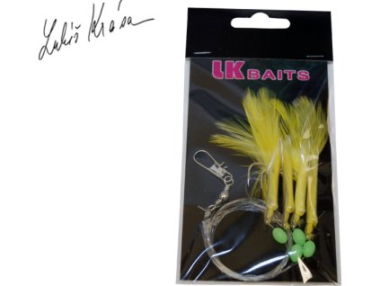 LK Baits Návazec na moře 1/0 0,60/0,45mm peří žluté