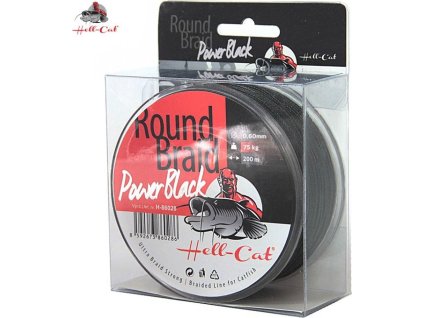 Hell-Cat Splétaná šňůra Round Braid Power Black 0,70mm, 85kg, 200m