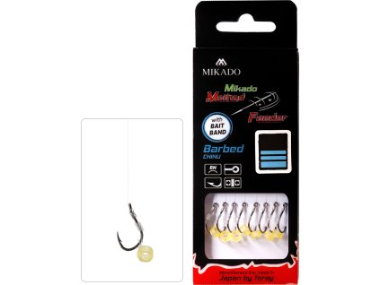 Návazec - METHOD FEEDER 10 cm s gumkou BAIT BAND – háček : 4 / Vlasec : 0.28 mm 8 ks
