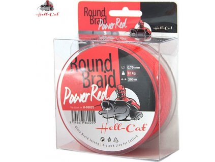 Hell-Cat Splétaná šňůra Round Braid Power Red 200m|0,60mm, 75kg