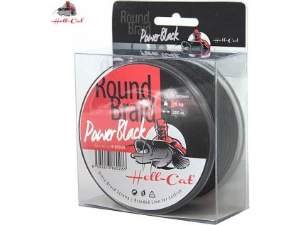 Hell-Cat Splétaná šňůra Round Braid Power Black 200m|0,50mm, 57,50kg