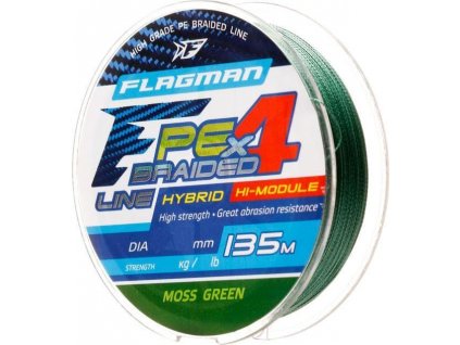 Flagman pletená šňůra Braid PE Hybrid F4 135 m MossGreen (Varianta 0,12 mm 6,4 kg (26135-012))