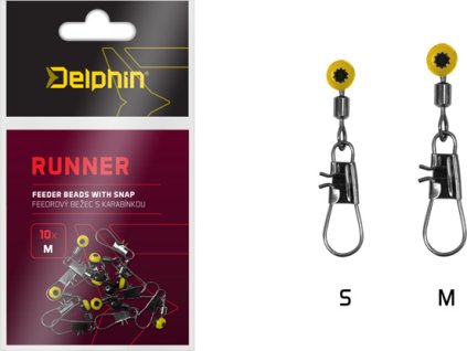 Feederový běžec s karabinkou Delphin RUNNER / 10ks (Velikost S)